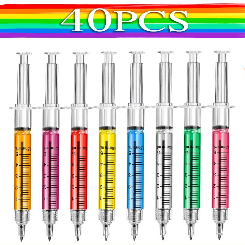 

40Pcs Syringe Pens Retractable Fun Nurse Pens Novelty Multi Colors Medical Ballpoint Pens Gifts for Nurses Nursing Student