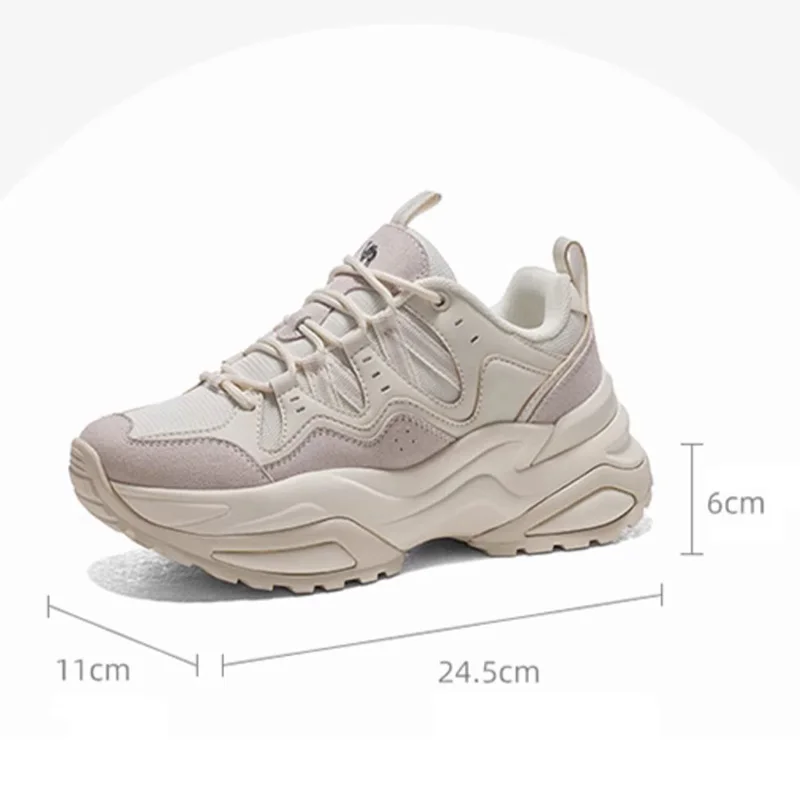 GOLDEN CAMEL Casual Shoes for Women Autumn Women's Sports Shoes Breathable Thick-soled Height-increasing Daddy