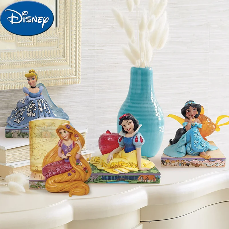Disney Princess Series Snow White Cenerentola E Crystal Shoes Kawaii Desktop Ornaments Resin Collection Ornaments Regali Di Festa