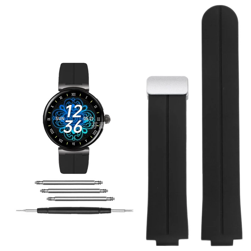 For LV Silicone Rubber Strap Louis Vuitton Tambour Q1121 Q114k Series Raised Mouth 12mm Watchband Magnetic Buckle Bracelet