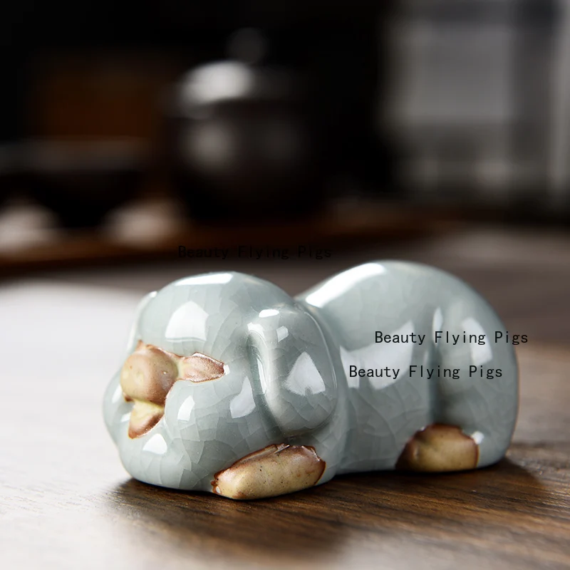 Small Twelve Zodiac Tea Pet Creative Simplicity Ge Kiln Opening Can Nourish Tea Ceremony Ornament