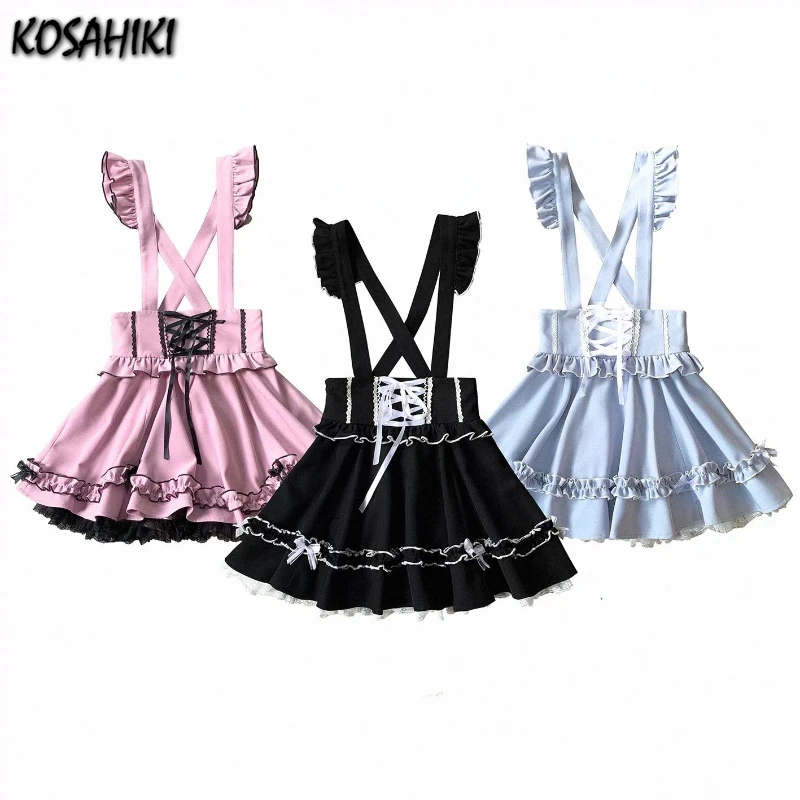 Y2k Aesthetic Streetwear Patchwork Mini Skirt Summer Fairy High Waist Vintage Bandage Women Skirts Harajuku Sweet Kawaii Faldas 1
