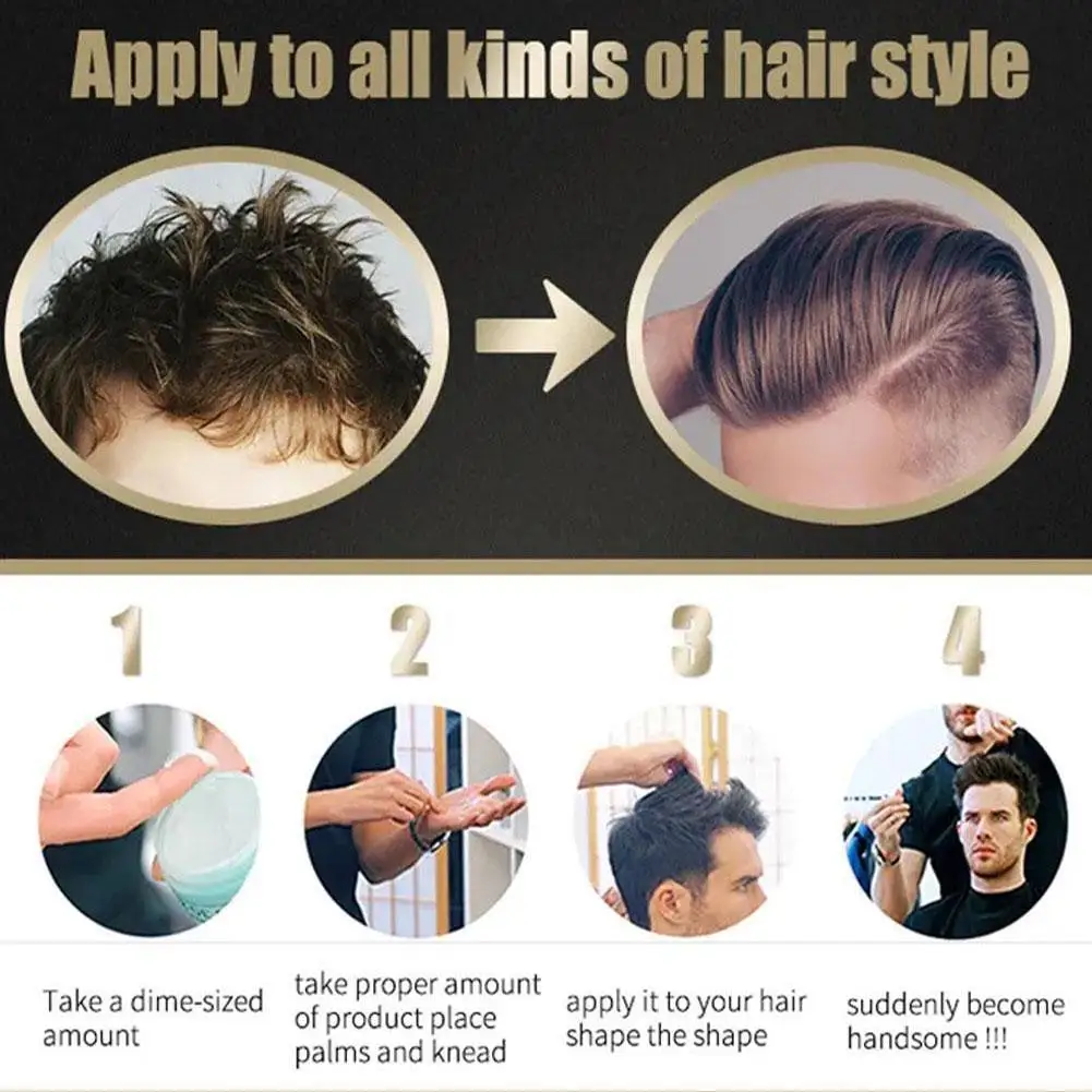 Hair Styling Wax Stick With Black Castor Oil Men's Hair Clay for Medium, Thick, Straight or Wavy Hair, Sandalwood Scent 2.5 oz