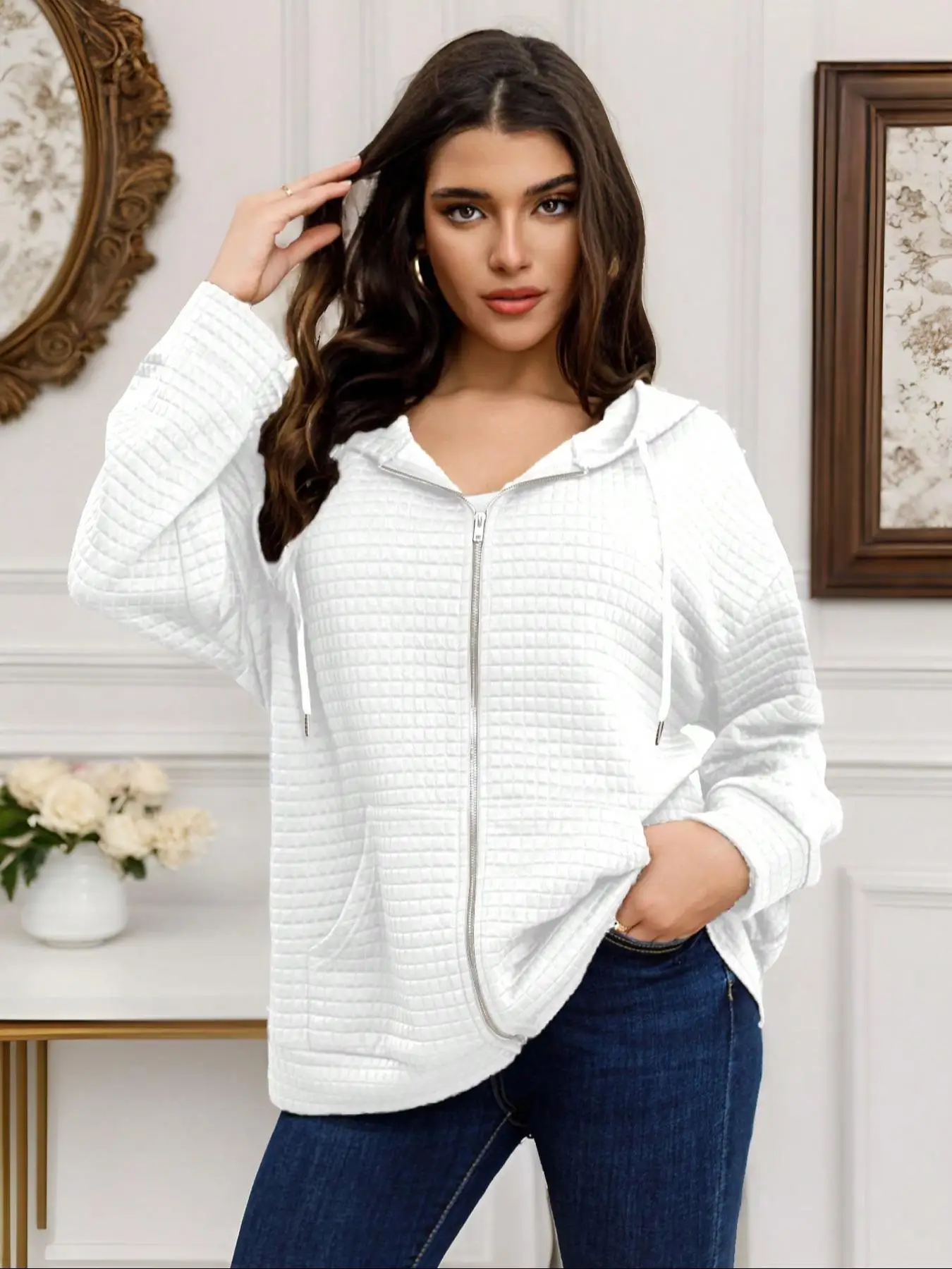 Sudadera con capucha informal de moda para mujer, elegante sudadera con capucha para mayor comodidad y relajación, perfecta para uso diario