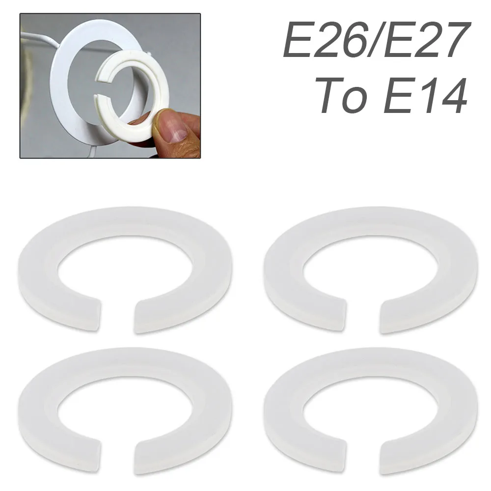 4pcs E26/ E27 to E14 Lampshade Ring Adapter White Light Shades Socket
