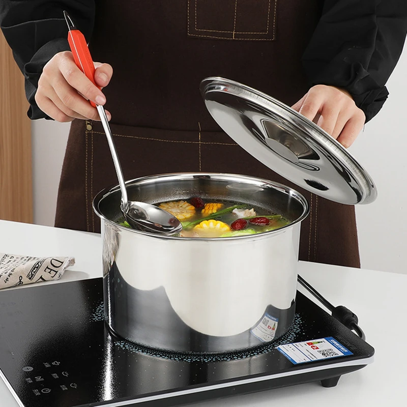 Stainless Steel Food Storage Organizer Can with Lid Round Grains Spice Box Durable Egg Sugar Bowl Stew Pot Home Kitchen Items 5