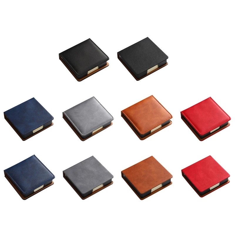 

Leather Sticky Notepads Dispenser for Case with a Lid Cover for Outdoor Travel