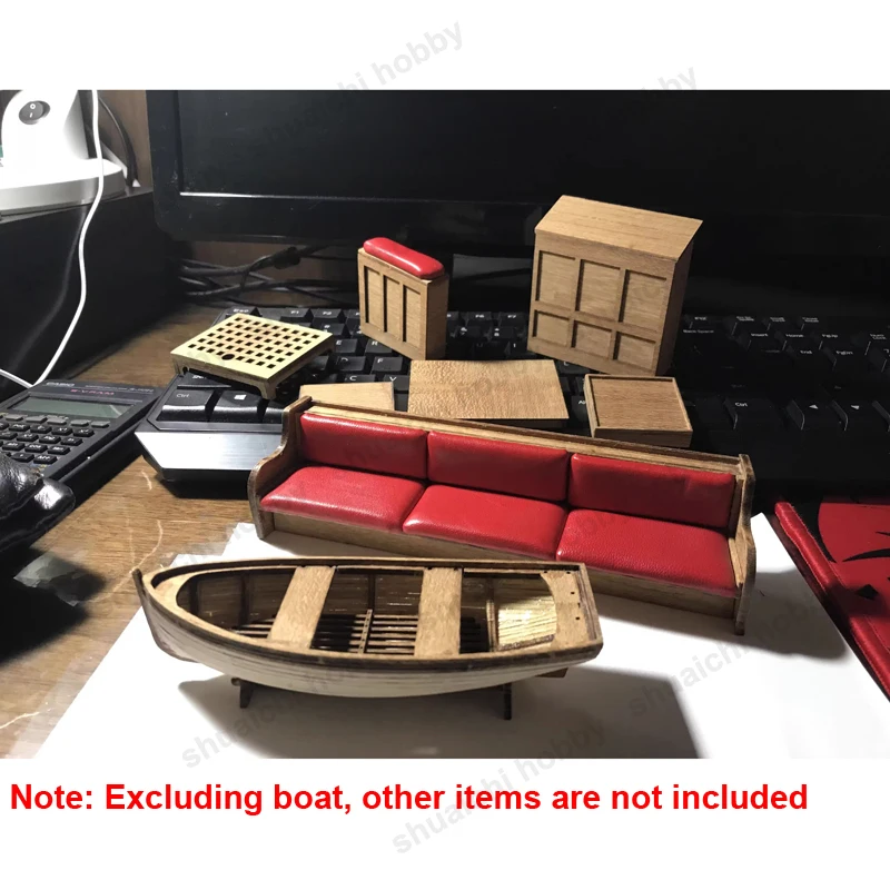 Lifeboat Wooden Boat Toys 138mm 208mm Canoe Life Raft Mould DIY Handmade Wood Ships Accessories Model 2