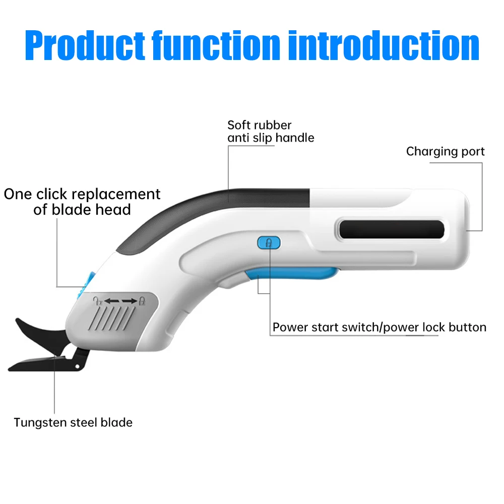 3.6V Multifunctional Electric Scissors Fabric Cutting Machine Small Household Scissors With Steel Blades USB Rechargeable Tool 5