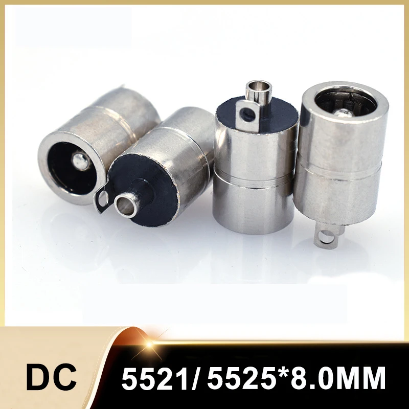 

DC power supply base All copper 5521 * 8.0 short body female seat 5525 female seat with solder plug 5521DC female head DIY
