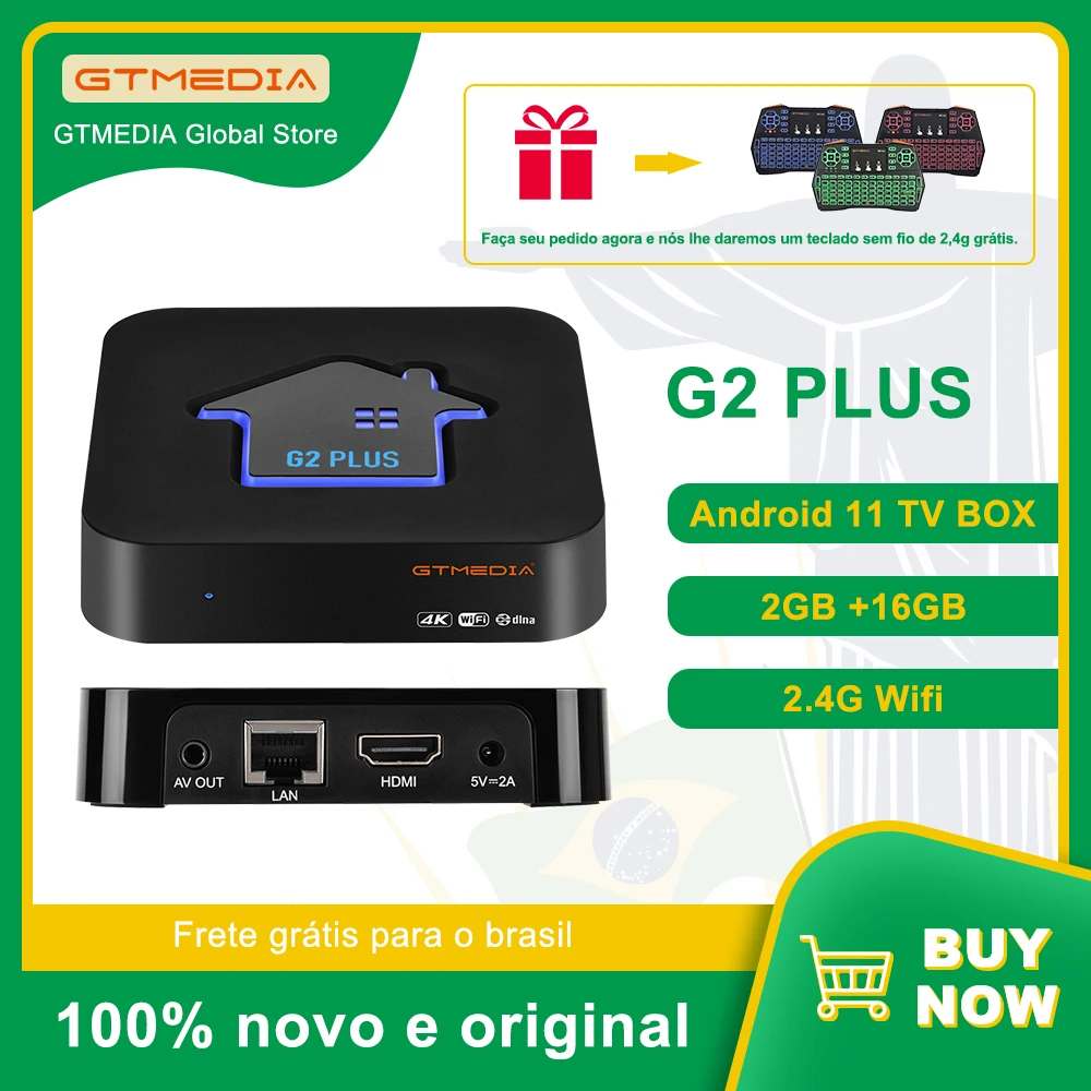 GTMEDIA G2 PLUS Android 11 TV BOX,4K UHD Amlogic 905W2 Quad Core 2GB+16GB 2.4G WIFI Media Player