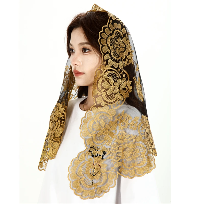 Catholic Church Veil Spanish Traditioanl Triangle Veil Women Head Covering Lace Mantilla Christian Catholic Church Veils