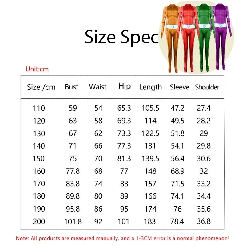 Totally Spies cosplay bodysuit voor volwassenen en kinderen, anime Clover Ewing jumpsuits, Halloween Samantha Simpson Alexandra