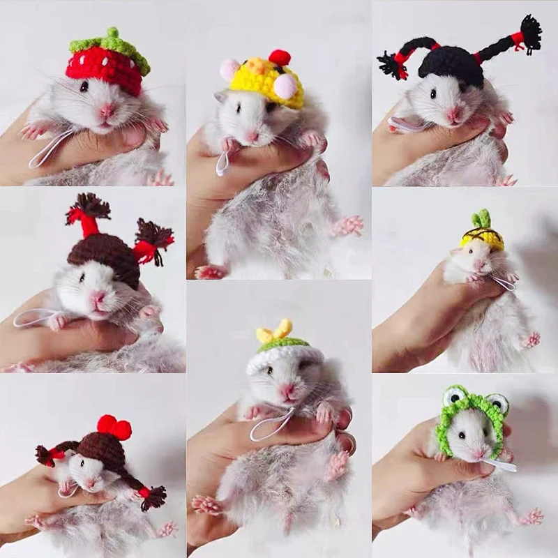 Cute Pet Knitted Mini Hat Small Animal Clothing Accessories For Hedgehog Hamsters Hat DIY Hand-Knitted Pet Headdress small animal clothes pet headgear