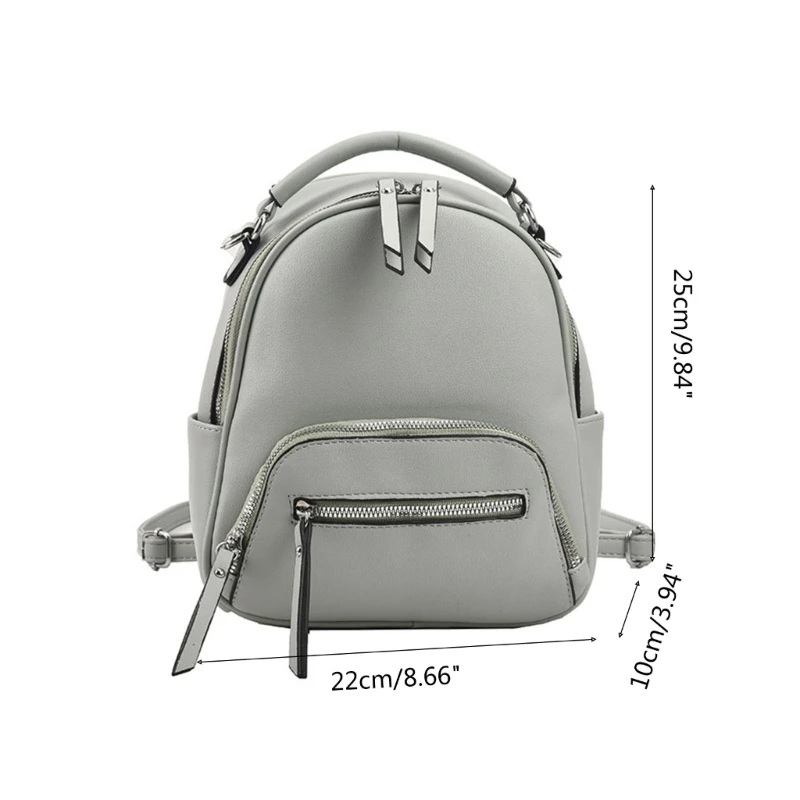 Women PU Leather Backpack with Zipper Tote Organize Supplies Household