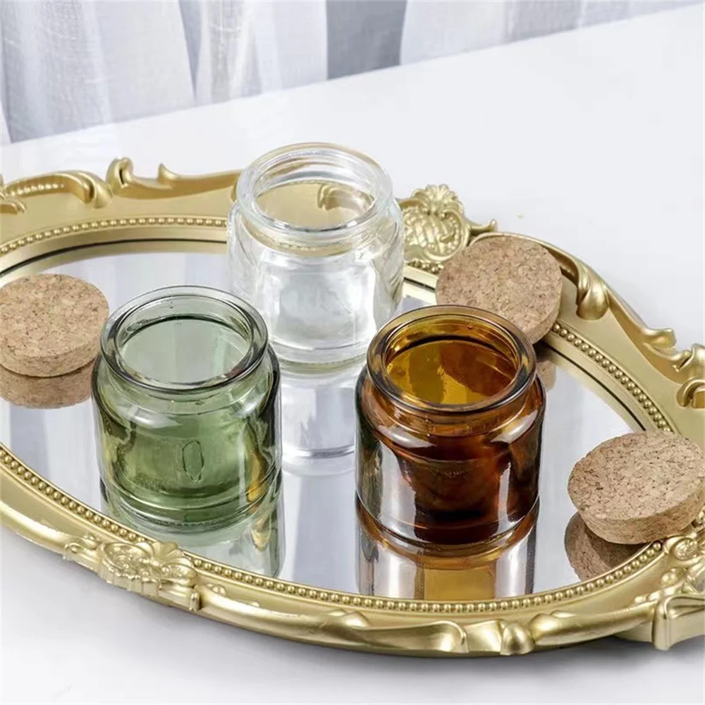 100ml Candle Glass Cups with Wooden Lid Clear Amber Bottle Jars Handmade Creative Dessert Scented Aromatherapy Empty Jars 6