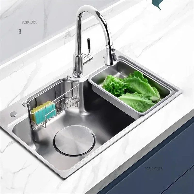 Japanese 304 Stainless Steel Sink Large Capacity Single Bowl Kitchen Sink Undercounter Basin Dish Washing Sink Kitchen Supplies 2