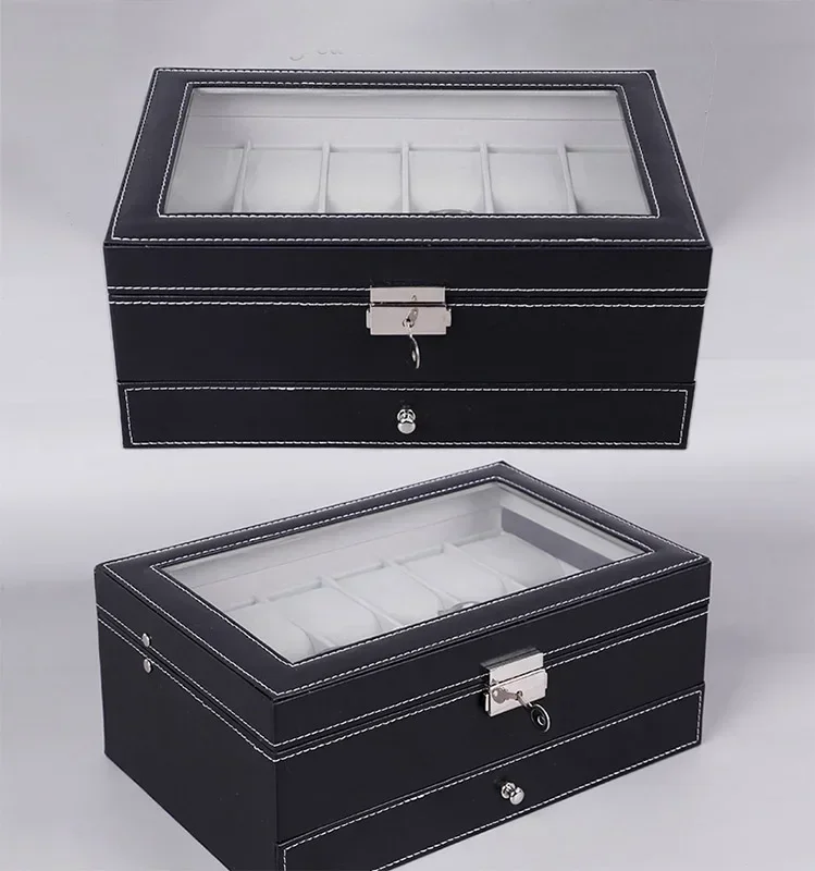 صناديق تخزين ساعات قابلة للقفل ، علبة درج لعرض الم...