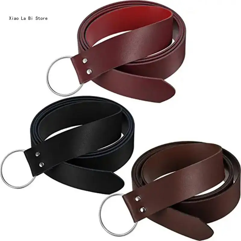 

Adult No Hole Design Waist Belts with Round Buckle Ladies Shirt PU Waistband XXFD