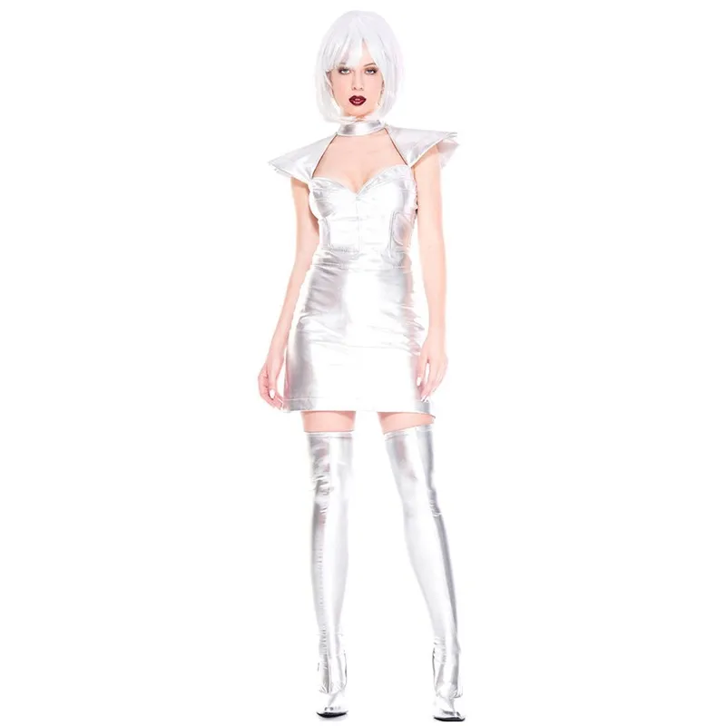 

Halloween Space Costume for Women Cosplay Planet Astronaut Silver Tin Man Uniform Club Performance Party Dance Girl Costume