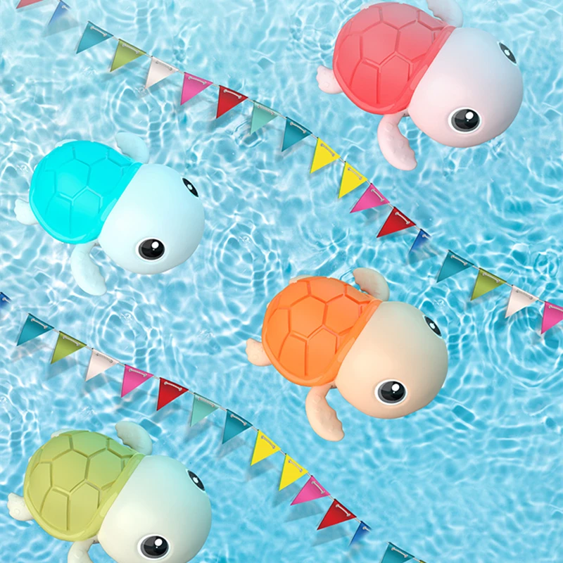 

Summer Baby Bath Toys Chain Clockwork Cute Cartoon Animal Turtles Dolphin Children Bathroom Beach Kids Water Playing Toys Shark