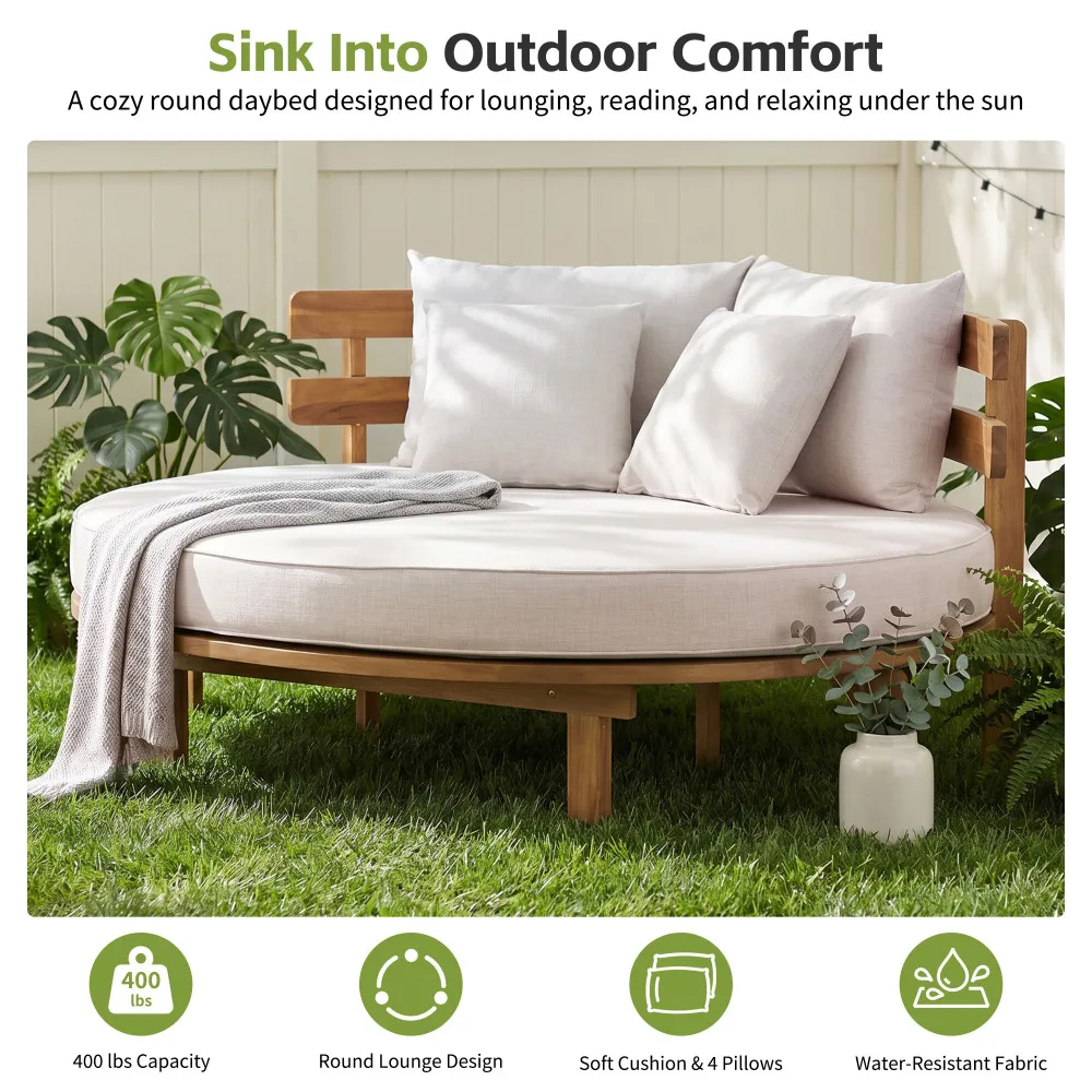 Acacia Wood Round Daybed 5