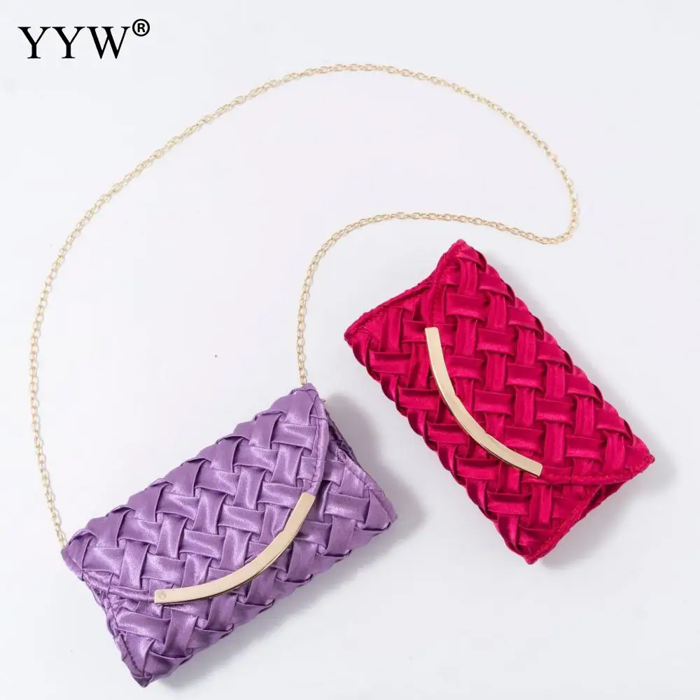 2023 New Women's Silk Hand-woven Hand-made Lock Handbags Flap Chain Shoulder Messenger Crochet Bag Dinner Party Clutch Bag