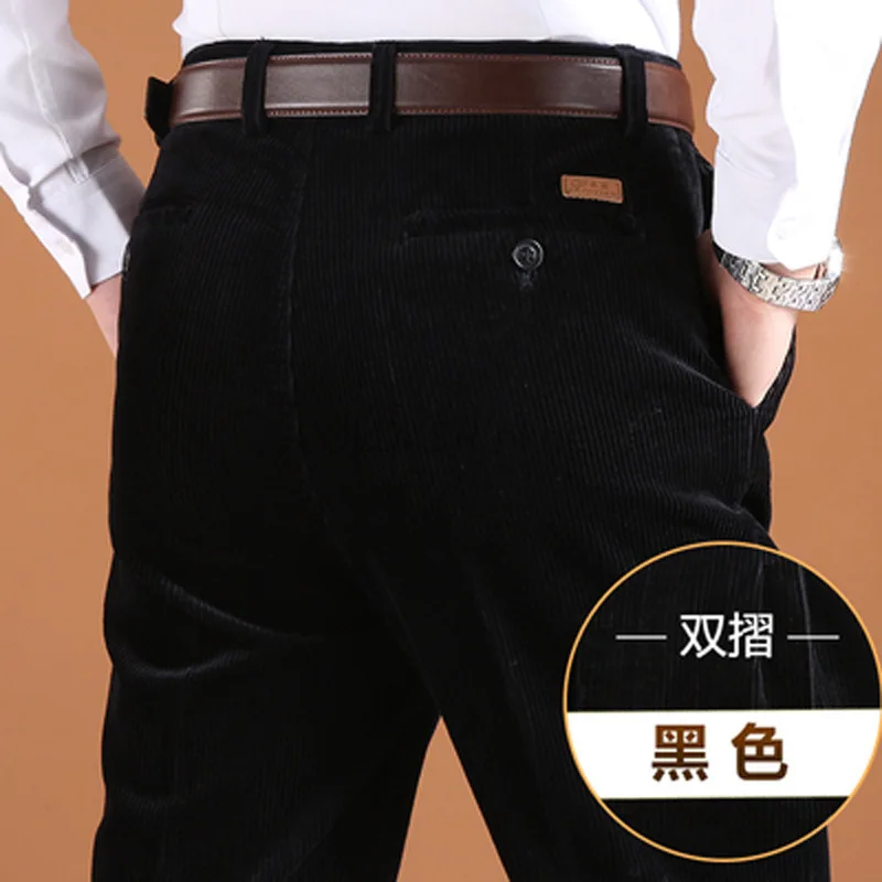 Big Size casual pants corduroy pants for Men Straight Thick Warm Autumn Winter Work Trousers Men High Waist Casual Pants