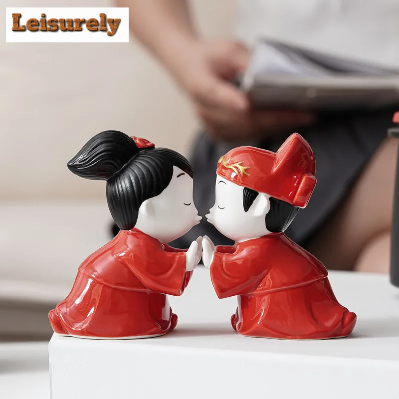 Love Each Other Tea Pet Retro Exquisite Miniatures Tea Figurine Play Toys Tea Statue Ornaments Drinkware Accessories Collection