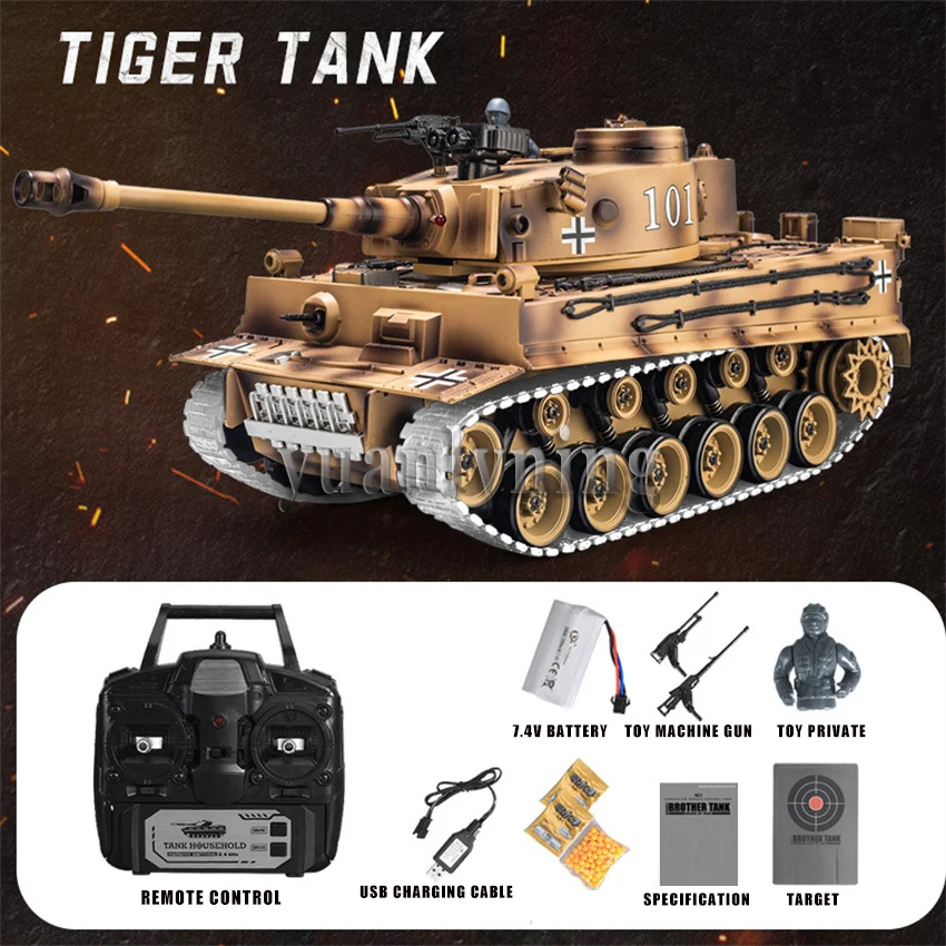 1/18 Large Rc Metal Tank 2.4GHz Remote Control War Tanks With Shooting Car Military Truck Model For Boys Children Kids Gifts New 5