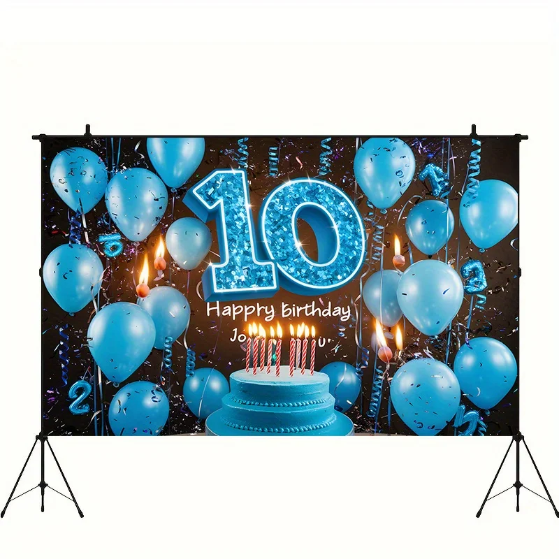 【파티 배너】 1개, 조의 10번째 생일을 위한 배경 장식, 폴리에스터 섬유 배너 원단, 가족, 바