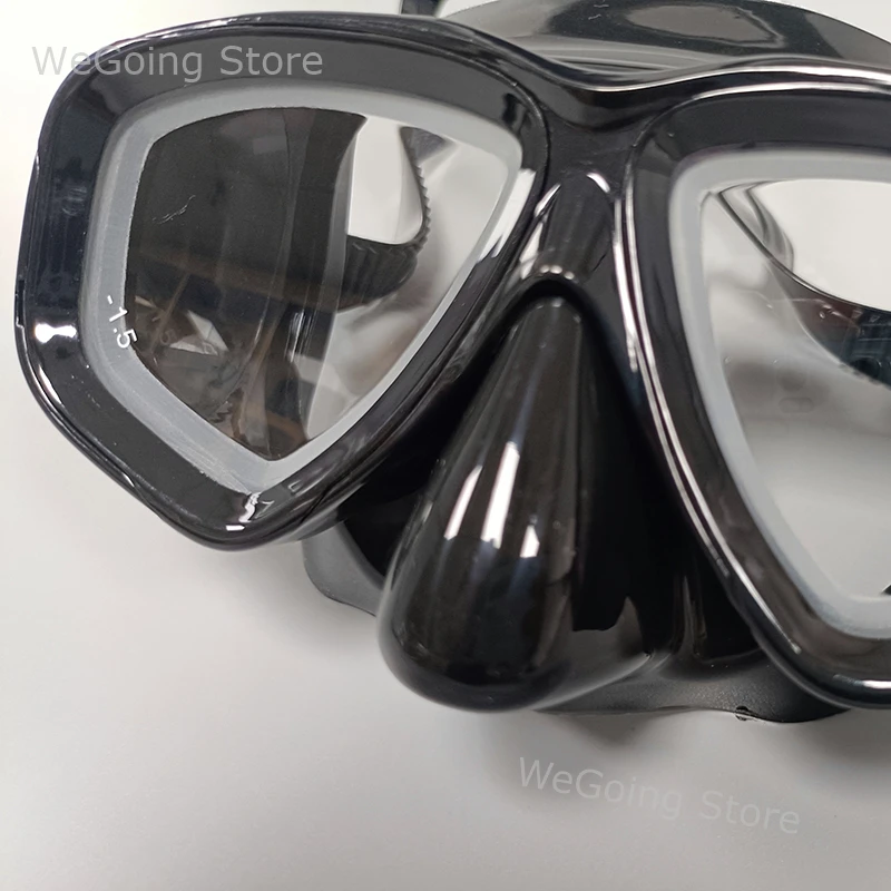 Corrective Tempered Glass Diving Goggles with Prescription Lens Swim Mask with Power Ranges from -1.0 to -8.0 for Short Sighted
