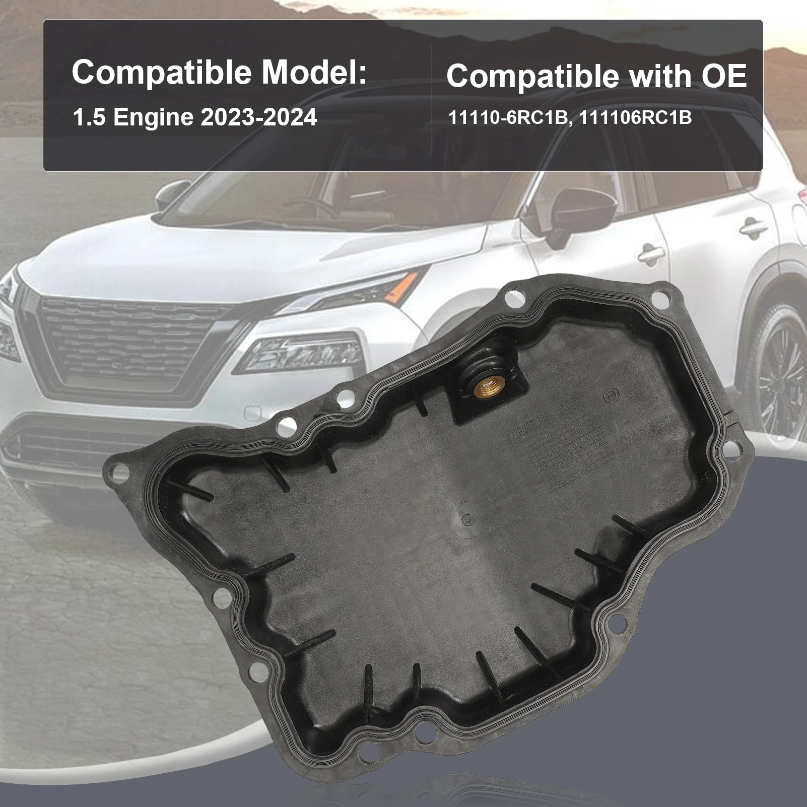 Car Repairing Oil Pan 11110-6RC1B 111106RC1B for Nissan Rogue 1.5 Engine-ABS Engine Oil Pan