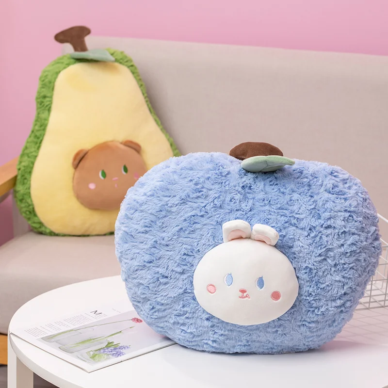 Stuffed Fruit Plush Pillow Avocado Blueberry Peach Throw Pillow Sofa Chair Back Cushion Girl Room Decor Plushies 3