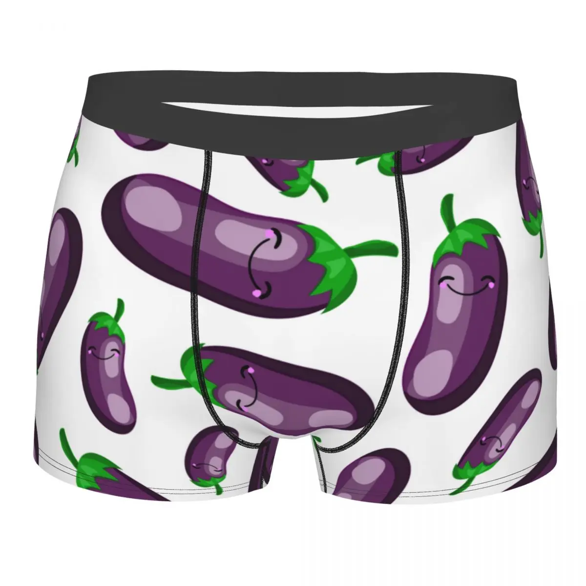

Mens Eggplant Underwear Vegetables Fashion Boxer Shorts Panties Homme Breathable Underpants Plus Size Print Polyester
