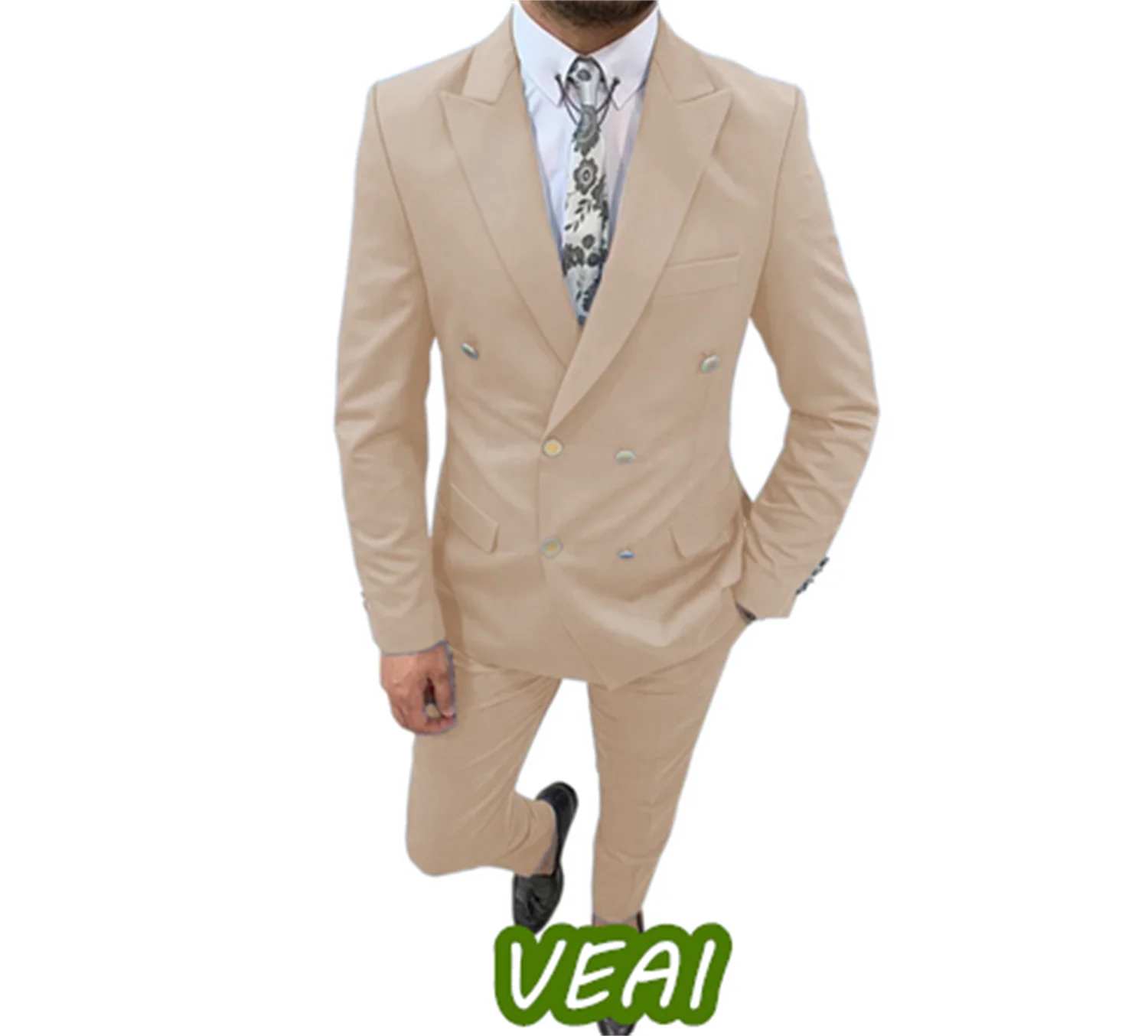 

Men’s 2 Pieces Silm Fit Bussines Men Suit Normal Double Breasted For Wedding Groomsmen (Blazer+Pants) Customization