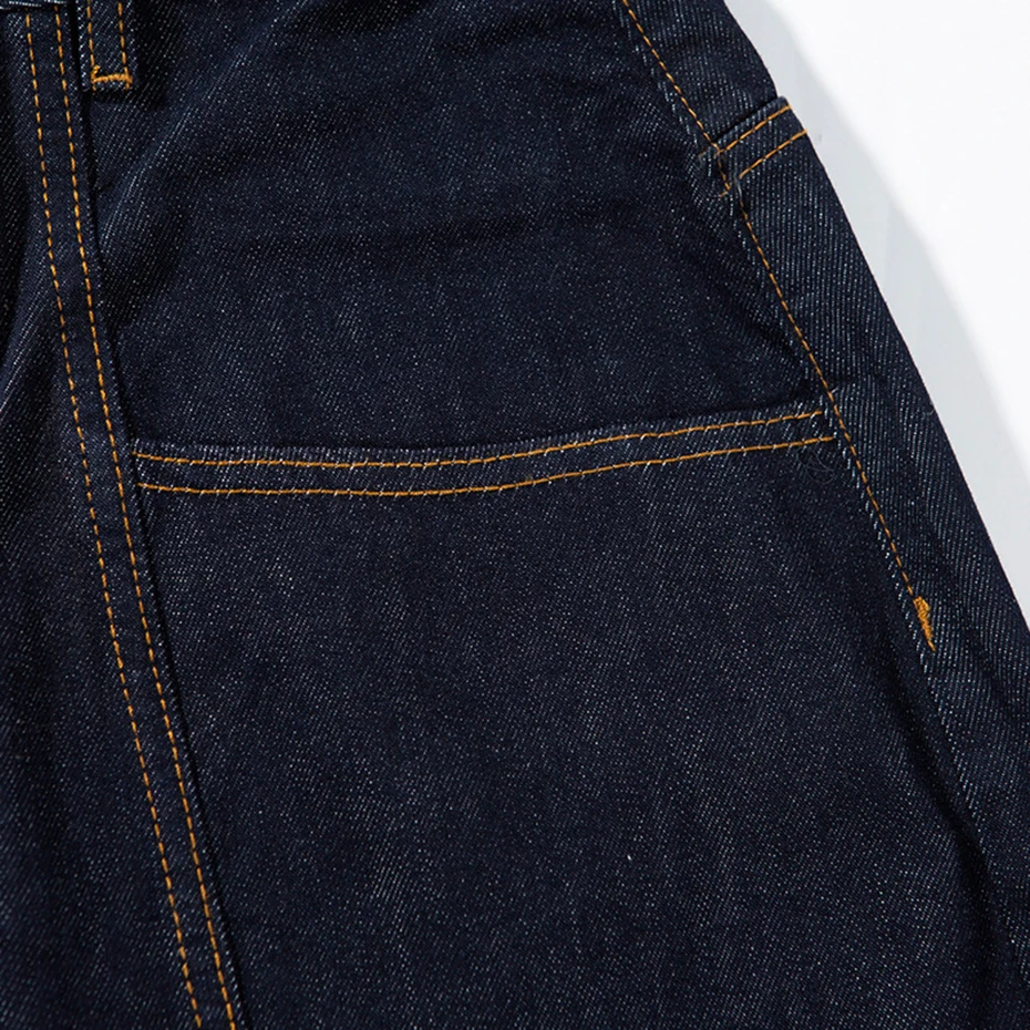 Retro Blue Denim Shorts Men Summer Loose Casual Blue Jeans Shorts Streetwear Harajuku