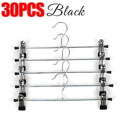 Set of 5 - 30 Adjustable Non - Slip Metal Pant Hangers (30PCS Pants Clip)