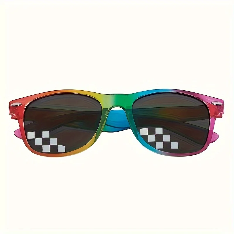 Mosaic Rainbow Fashion Glasses Shade Camera Decorative Glasses for Men And Women Sports Party Vacation Travel Driving Photo Prop