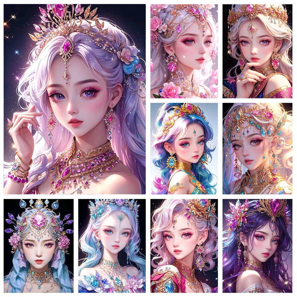 5D Diamond Painting New Chinese Style Girl Flower Diamond Embroidery DIY  Full Drill Jewelry Rhinestone Picture Home Decor