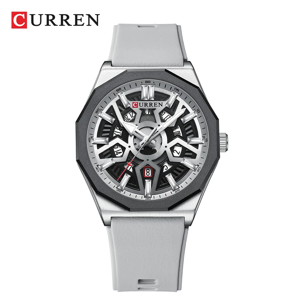 Men's Top Casual Sports Silica Gel Waterproof Quartz Wrsites for Male Auto Date Hands Clock 8437_voghion.com