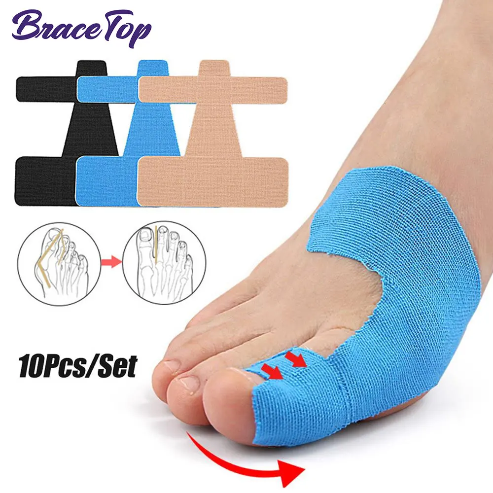 10PCS Bunion Corrector & Pain Relief Kinesiology Athletic Tape For Bunions & Turf Toe Big Toe Spacer/Separator/Straightener Tape