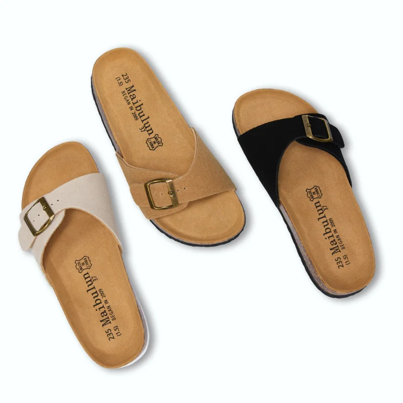 New Summer Women Cork Slipper Non-slip Casual Outside Slide Designer Shoes Big size 44 45 Women Sandals Flat with slides women