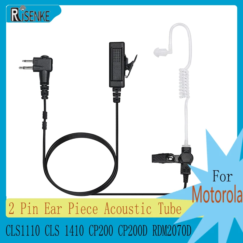 Acoustic Tube Earpiece for Motorola,Walkie Talkie Headset with Mic PPT,CLS1110, CLS 1410, CP200, CP200D, RDM2070D,2Pin Ear Piece two way radio headset walkie talkie accessories police earpiece compatible with motorola bpr40 cp100d cp185 rdm2070d