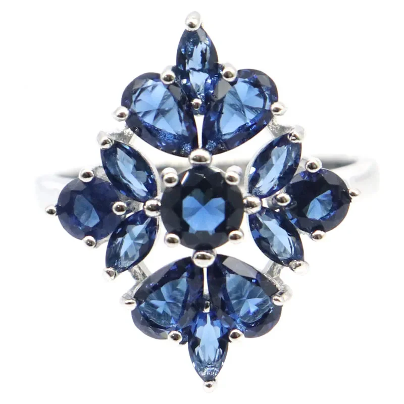 5g Customized 925 SOLID STERLING SILVER  Rings Gorgeous Rich Blue Violet Tanzanite Iolite Tanzanite Woman's Present Sz 6-11