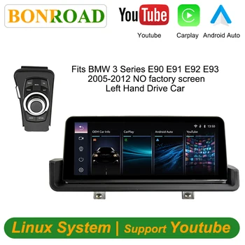 Pantalla Bonroad de 10.25 pulgadas con Linux, Carplay, Android Auto y Youtube para BMW Serie 3 E90 E91 E92 E93 2005-2012, radio multimedia para coche. 1