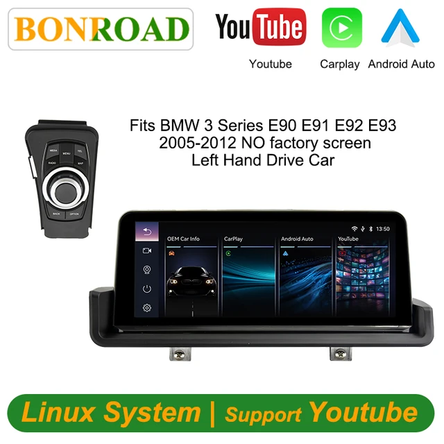Bonroad 10.25 pouces, écran Linux Carplay Android Auto, Youtube pour BMW Série 3 E90 E91 E92 E93 2005-2012, autoradio, lecteur multimédia 1