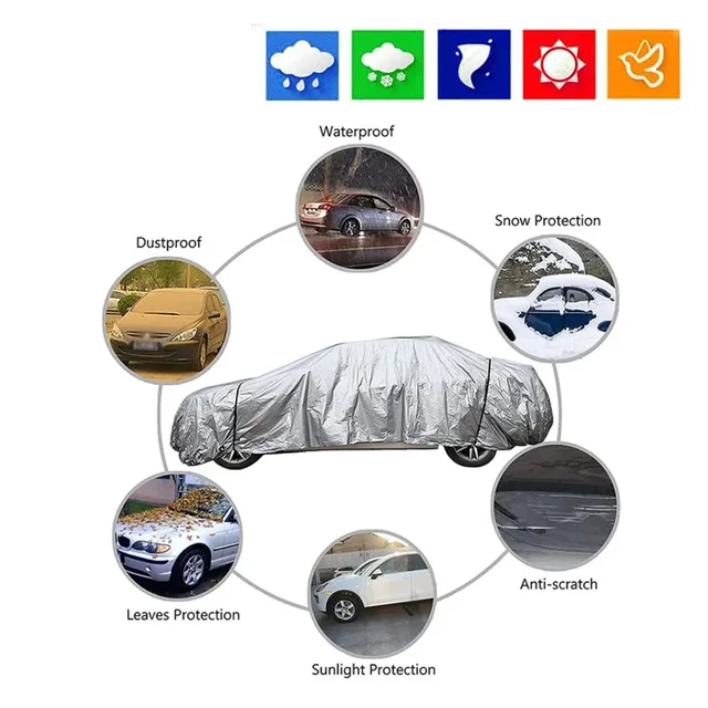 The Four Seasons Fit Full Car Cover Waterproof Dustproof PE Film Coat Aluminum Protective Sunshade UV Ray Reflectioncar Cover