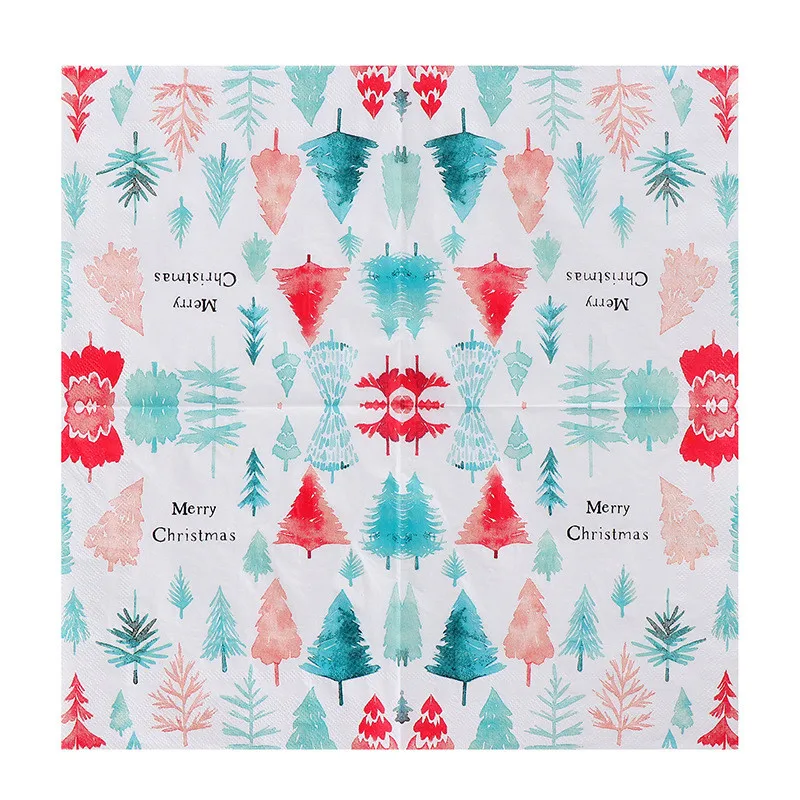 Description Picture 5 of item20Pcs/pack Vintage Christmas Series Printed Paper Disposable Tableware Napkin Tissues DIY Xmas Party Decoration