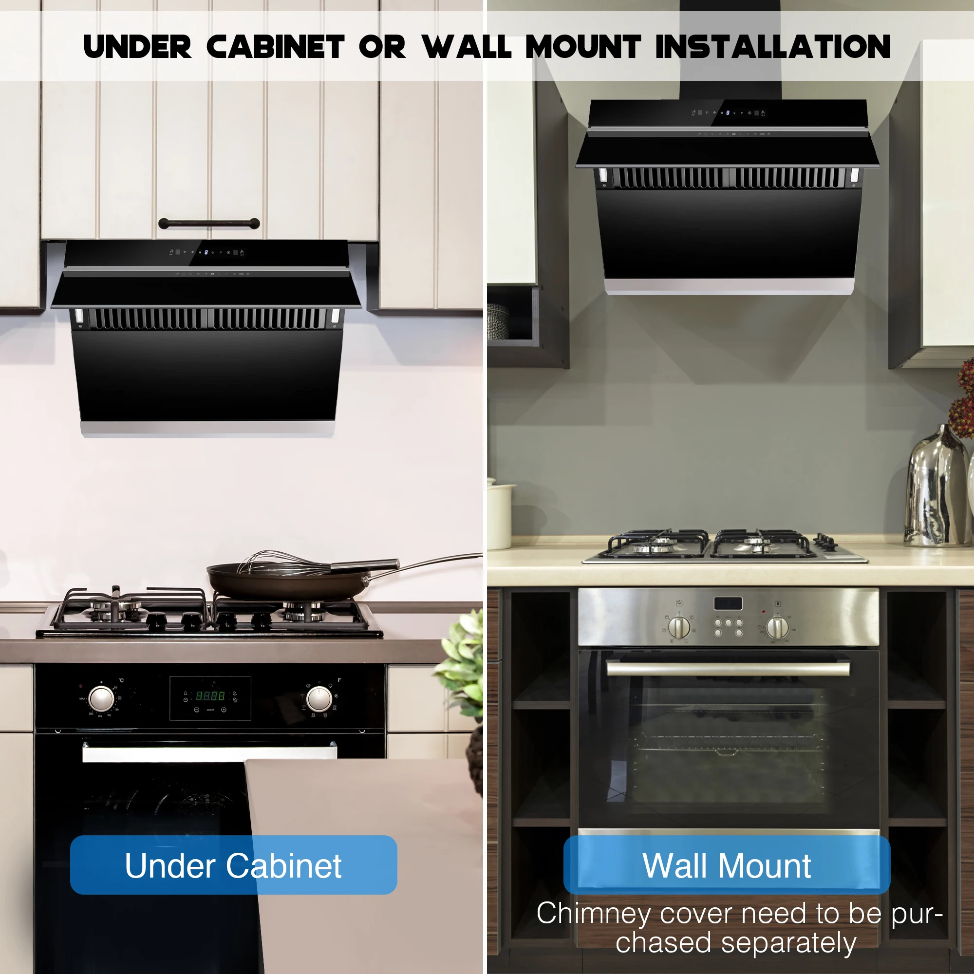 Tieasy 900 CFM 30 inch  Wall Mount or Under Cabinet Heating Auto-Cleaning Range Hood USCX08T75 4
